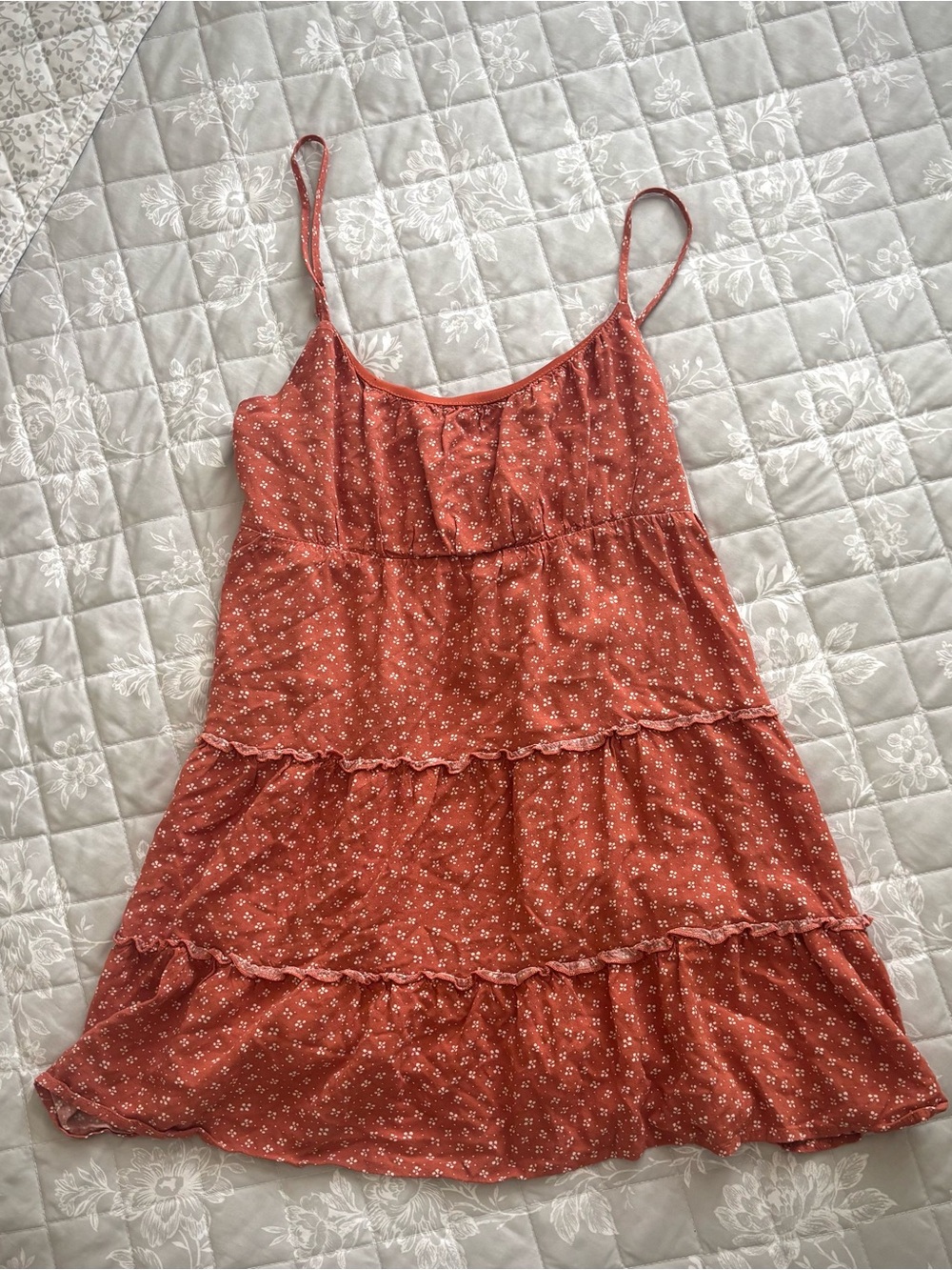 Liberty Love Rust Floral Tiered Mini Dress